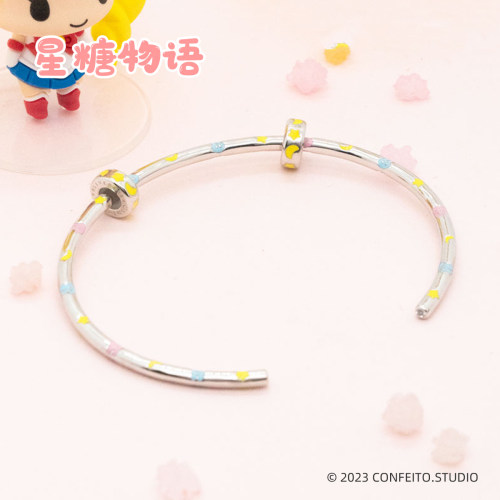 美战925银串珠手镯彩色