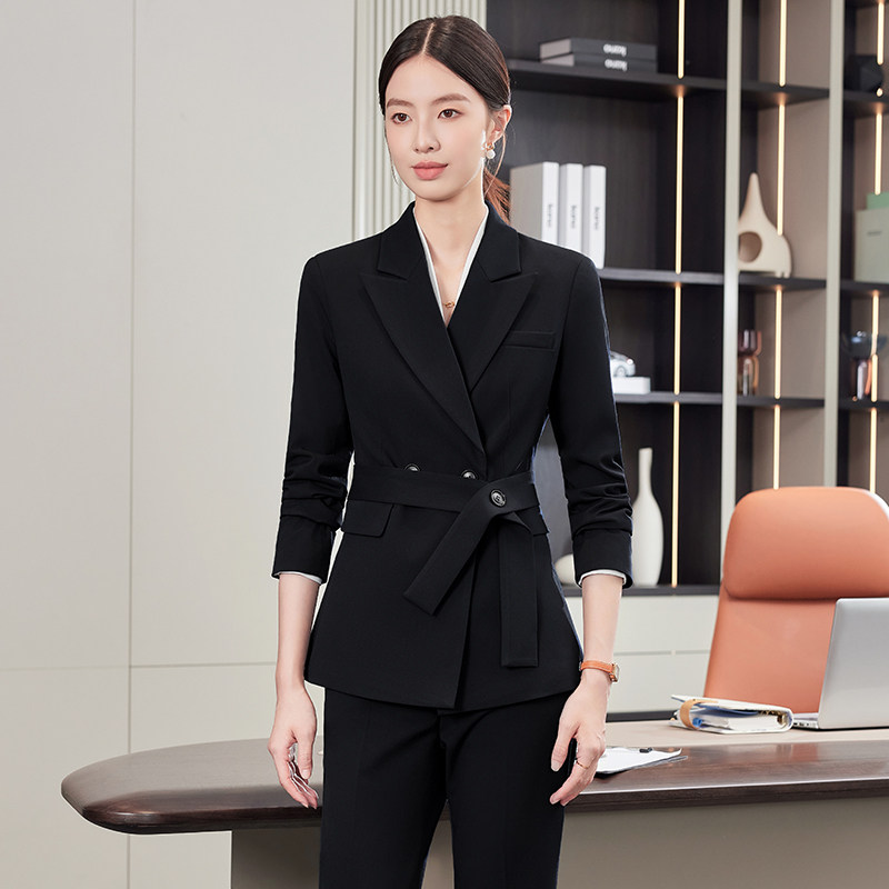 高级感灰色西装套装女秋冬收腰4S店职业通勤收腰显瘦正装工作服