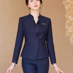工作服职业气质女秋冬天西装套装酒店前台接待经理客服小个子正装