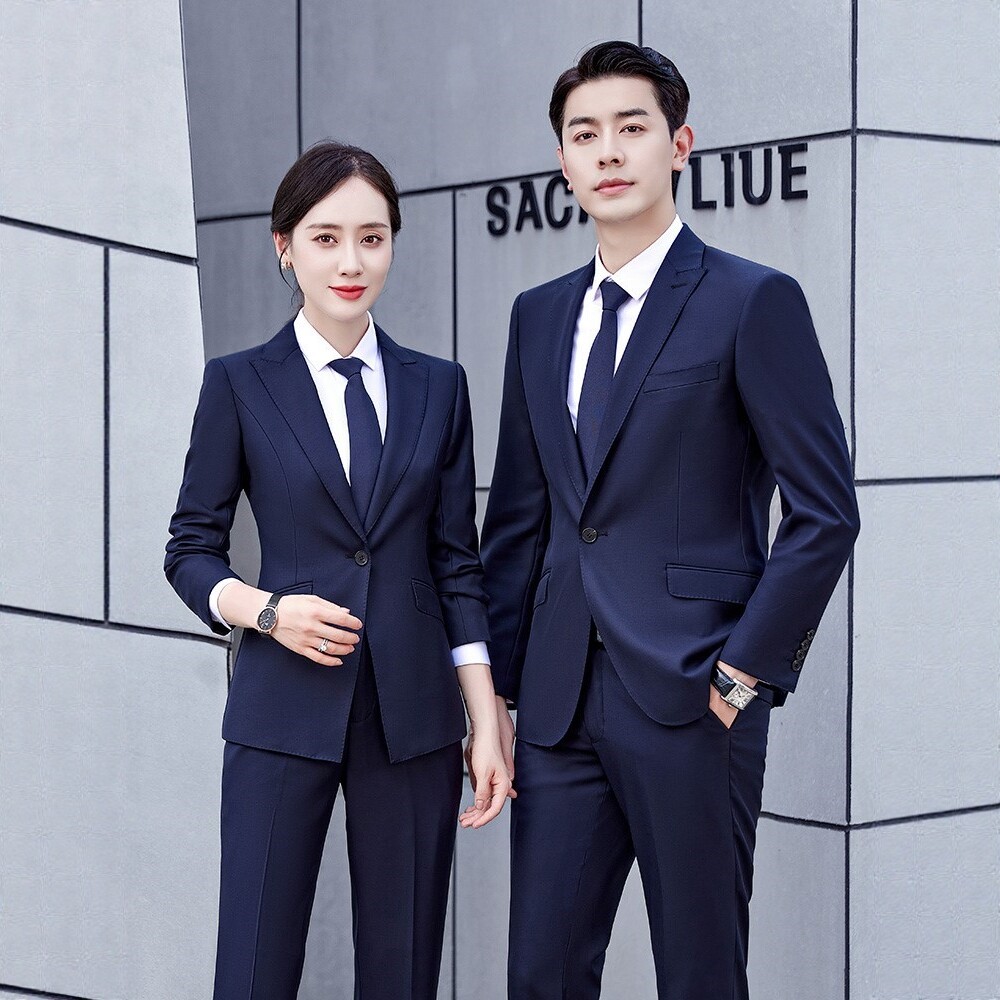 羊毛高端冬西装套装男女公务员面试售楼部经理职业正装银行工作服