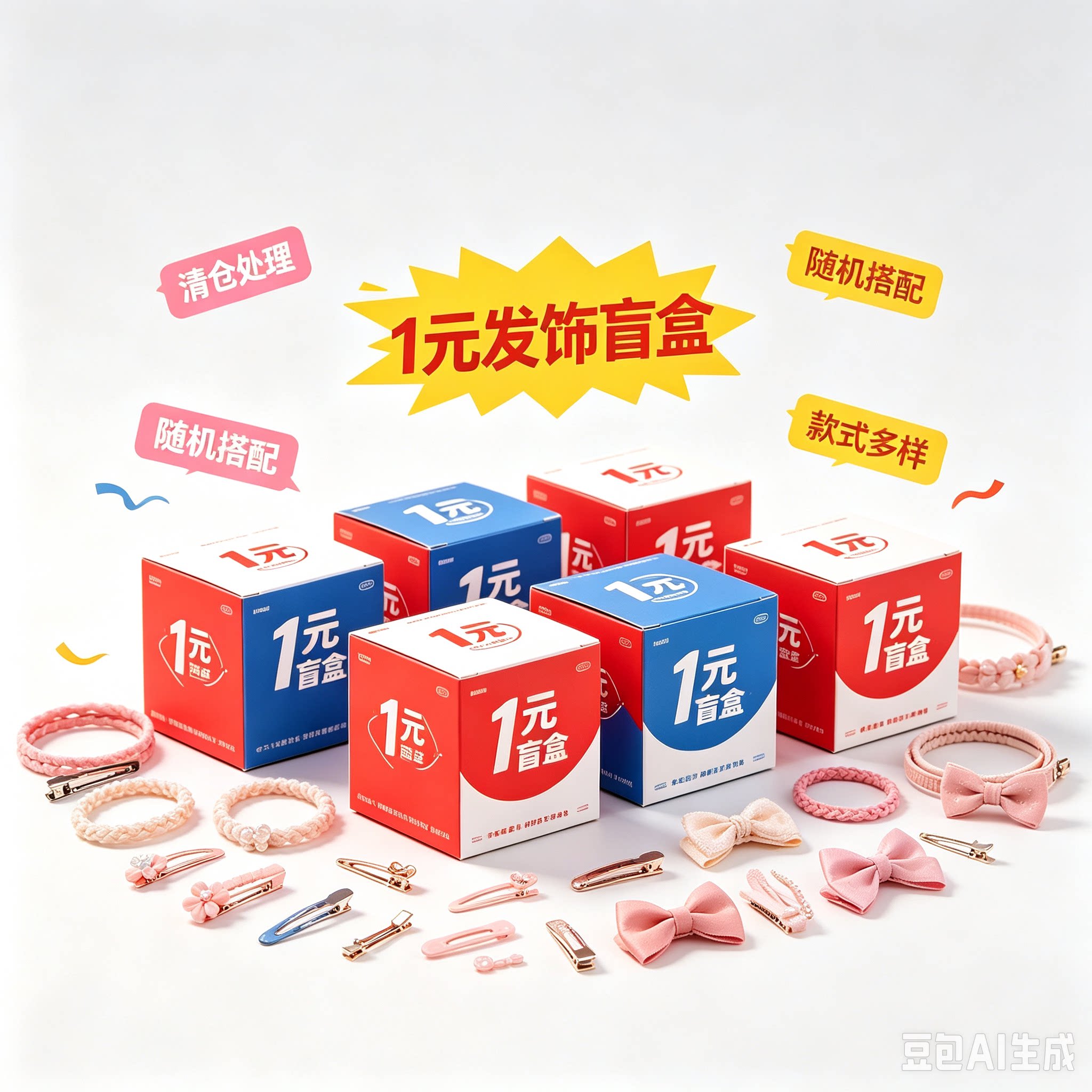 1元发饰盲盒！里面一个随机发饰发饰