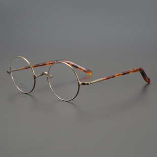 万年龟KMN103眼镜纯钛一体鼻托日本手工文艺人气正圆形近视眼镜架