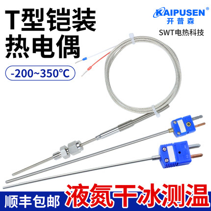 T型铠装热电偶探针式J/KWRNK-191电热偶插头进口丝才液氮测温-196