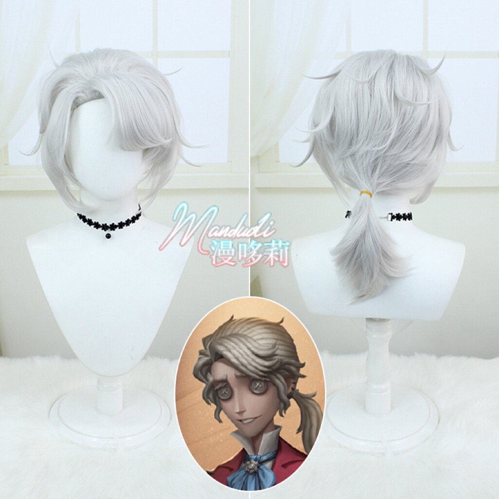 第五人格 作曲家 弗雷德里克cosplay假发 淡奶油色造型小马尾造型图片