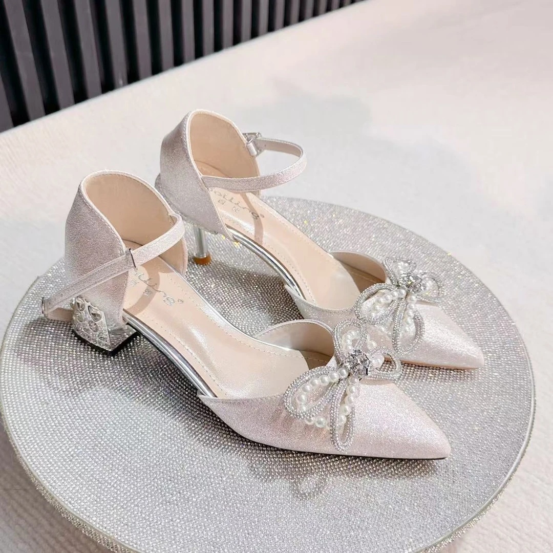 百翎浅口甜美水钻珍珠女鞋