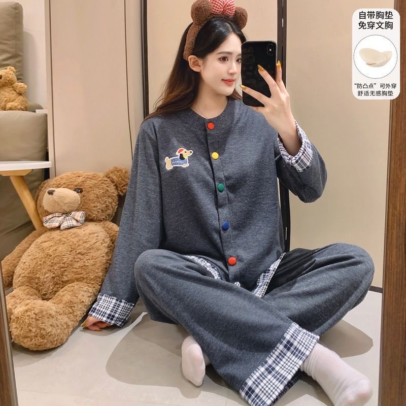 2025秋冬款卡通腊肠狗开衫睡衣长袖长裤女羊绒外穿保暖家居服