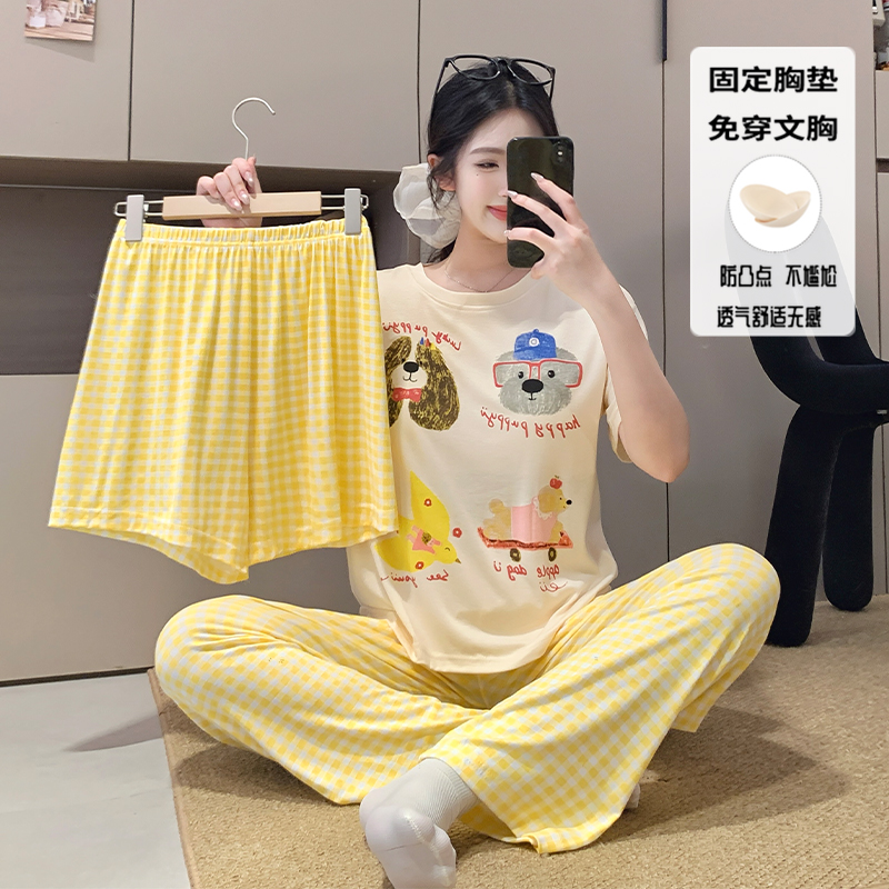 莫代尔卡通小狗短袖睡衣女