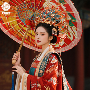 红伞结婚新娘伞婚礼伞红色出嫁油纸伞中式古风迎亲接亲伞喜雨伞