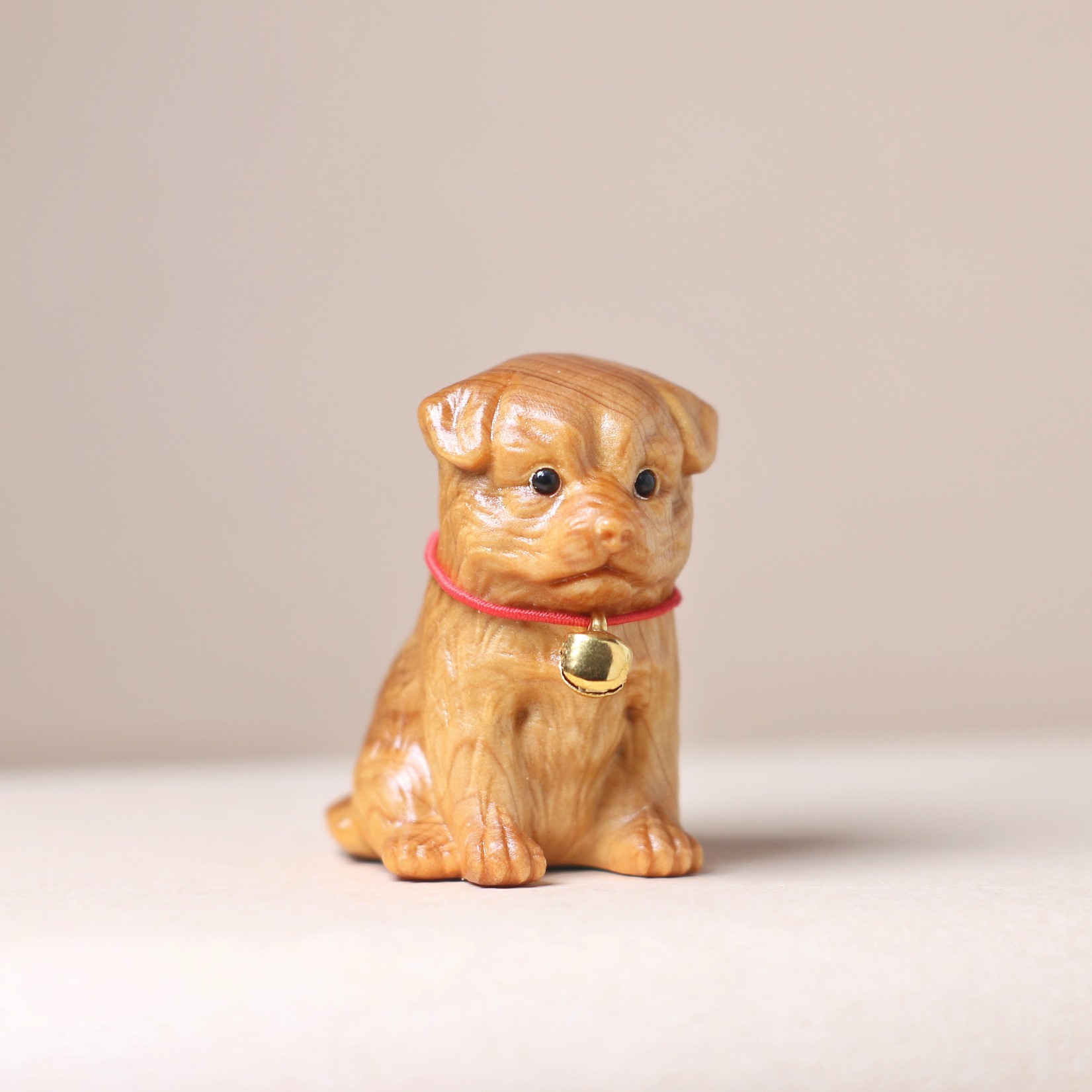 崖柏木雕无漆无蜡小狗手把件木雕生肖可爱动物田园犬旺财文玩摆件