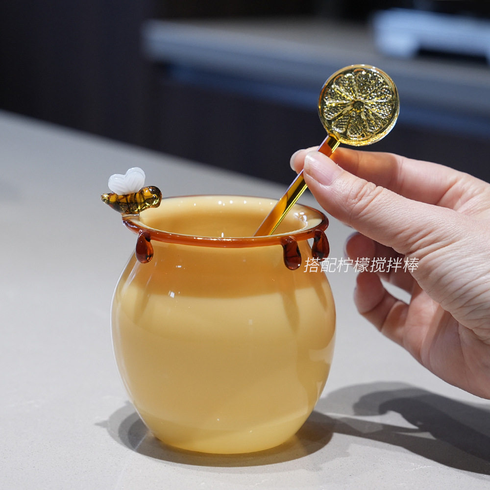 创意田园可爱蜜蜂罐 彩色玻璃冷装饰碗