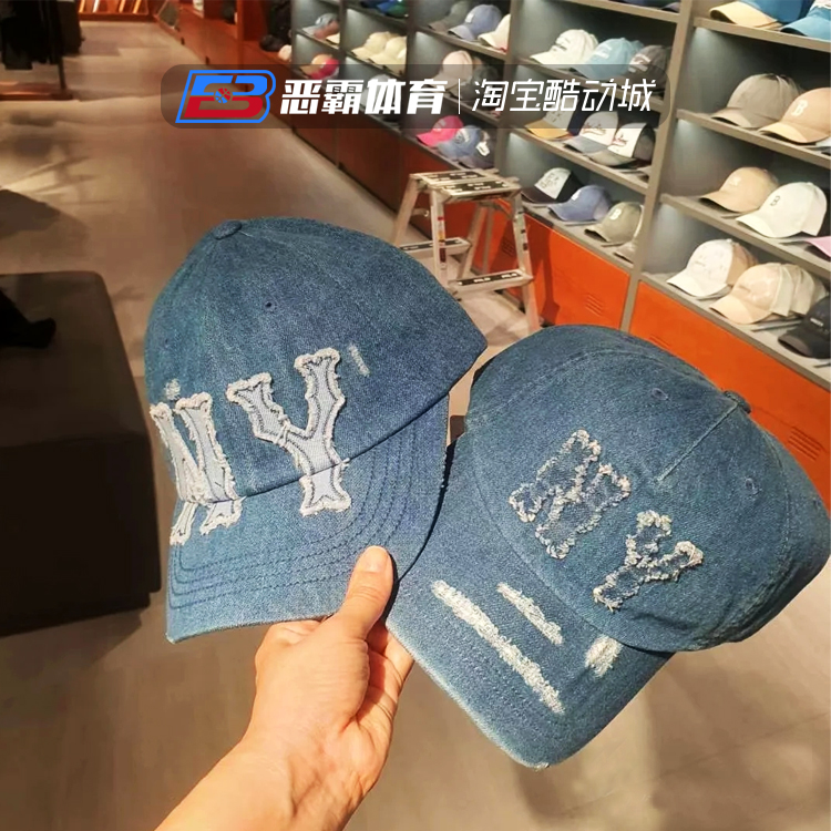 韩国MLB帽子24秋冬新款男女情侣大LOGO牛仔软顶棒球帽3ACPDS24N
