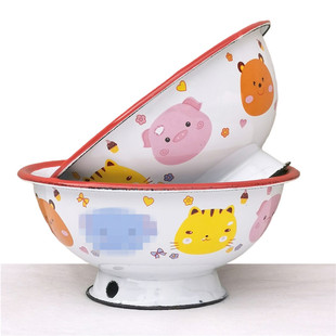 加厚搪瓷高脚碗老式怀旧冰花碗防烫面碗汤碗家用饭碗洋瓷碗铁饭碗