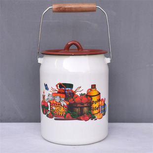 搪瓷手提桶带盖猪油罐子牛奶桶泡酒桶泡茶桶茶叶罐储油桶装面粉桶