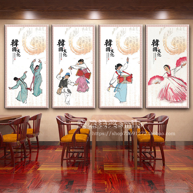 韩式烤肉店装饰画韩国古代人物朝鲜族民俗挂画料理店餐厅饭店壁画
