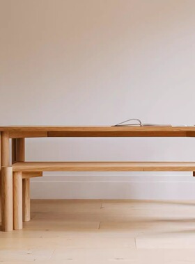 设计师款现代榫卯实木餐桌原木复古设计感北欧家用餐厅中古长桌