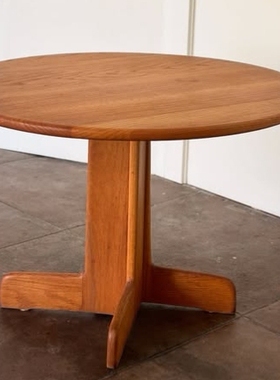 设计师款原木风侘寂风小圆桌民宿全实木餐桌中古风茶几边几咖啡桌