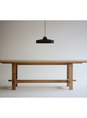 设计师款榫卯侘寂风纯实木原木长方形中古风极简结构感长桌餐桌