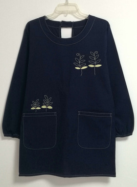 耐脏深色长袖有袖围裙罩衣反穿衣卡通日式日本