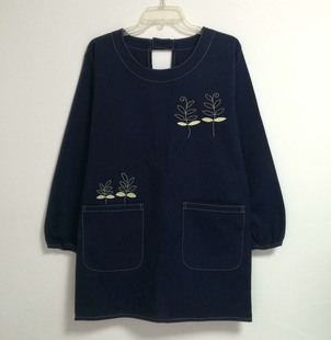 日本 围裙罩衣反穿衣卡通日式 耐脏深色长袖 有袖