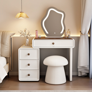 中古奶油风化妆桌卧室简约法式 梳妆台小户型化妆台斗柜一体焕新补