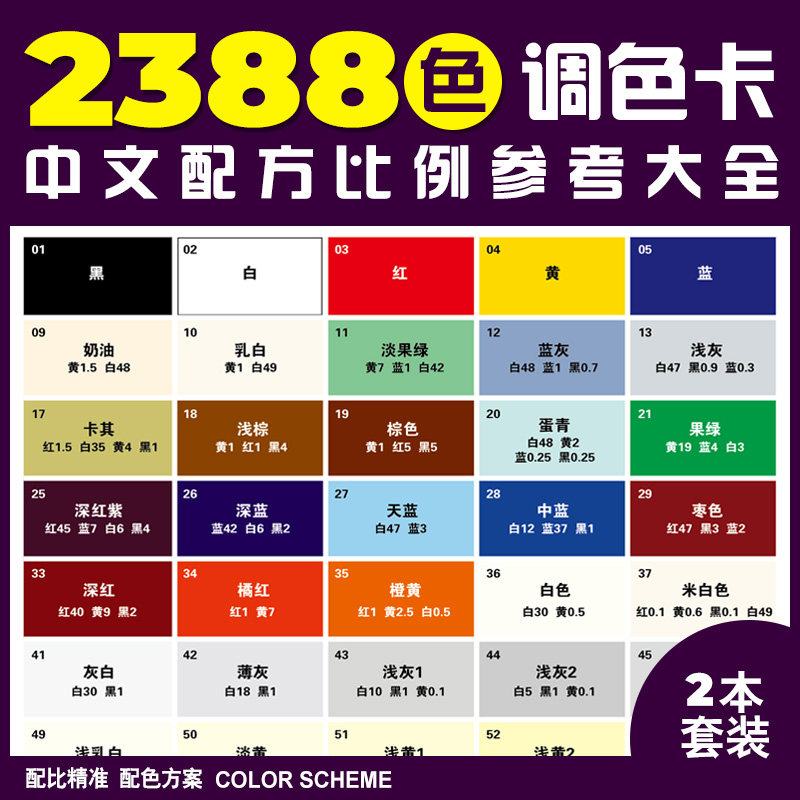 调色卡配方比例色卡大全皮衣家具油漆色粉美术颜色配比参考教程表