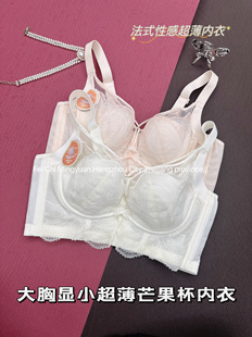 大胸显小文胸罩 防下垂内衣女夏季 超薄款 调整型聚拢收副乳矫正大码