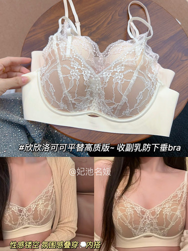 洛可可·性感法式蕾丝聚拢文胸女薄款无钢圈小胸显大收副乳防下垂