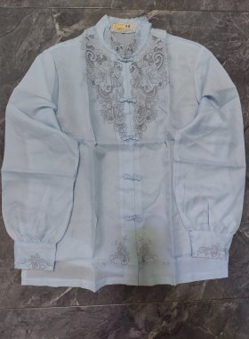 大码外贸出口重工刺绣手绣重工刺绣女士长袖上衣非真丝有长袖短袖