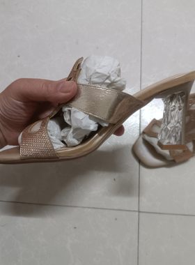 包邮安嘉莉方头水钻水晶跟粗跟高跟时尚百搭性感舒适大气女士凉鞋