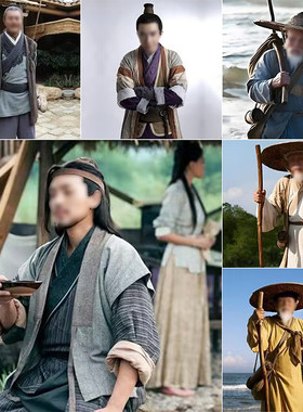棉麻古装衣服老夫子农民表演服装
