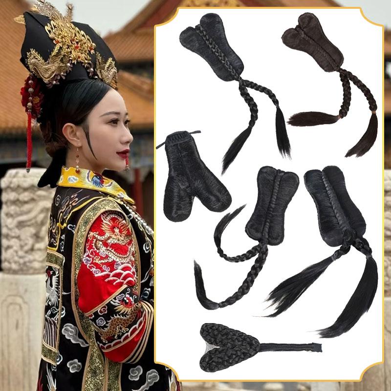燕尾清朝格格皇后妃子造型古风假发清朝旗头带辫子燕尾假发配饰
