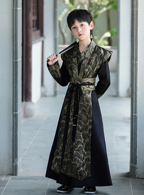 男孩汉服黑色武侠帅气服侠客剑客飞鱼唐装男童锦衣卫服装男孩演出