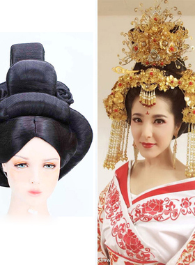 古装贵妃凤求凰造型头套整顶假发男士反串演出唐朝皇后假发B-007