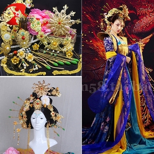 古装头饰复古仙女发簪额饰步摇流苏宫廷cos唐朝贵妃假发饰凤求凰