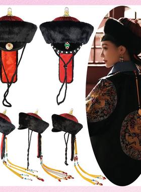 故宫皇后贵妃冬款暖帽古风清宫摄影妆造盘发帽子珍珠玛瑙流苏头饰