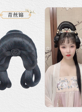 古风大唐贵妃造型汉服唐制一体式发梳假发懒人好佩戴发包演出假发
