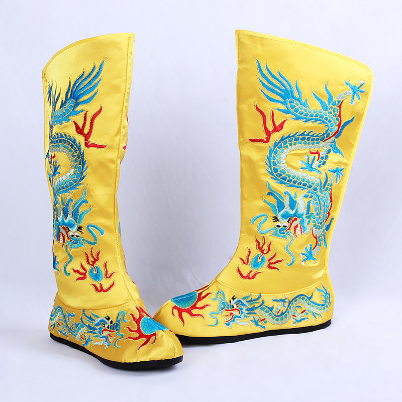 龙靴古代男鞋皇帝鞋精品男靴子龙靴龙袍专用配饰绣花图案龙靴