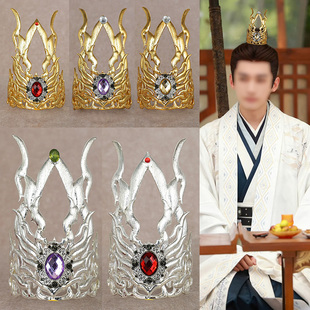 古典男女款宫廷武侠发饰头冠古装仙侠古风汉服束发冠银色头饰镀金