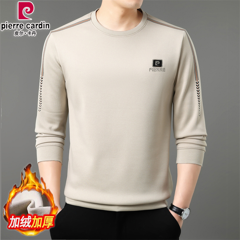 皮尔卡丹秋冬加绒男士长袖T恤