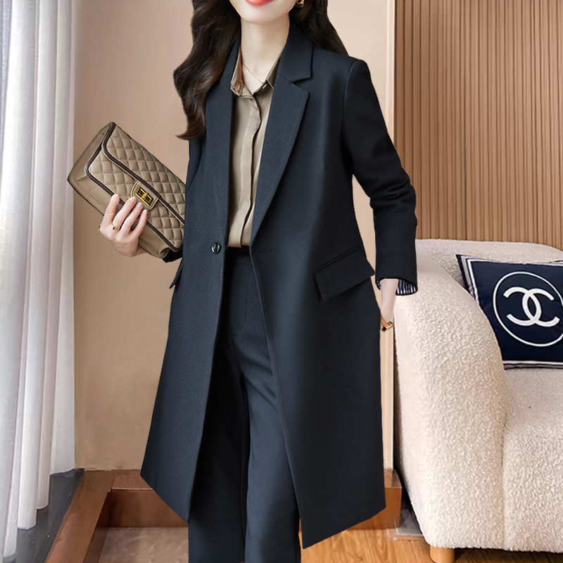 大码西装风衣外套女春秋2025新款胖mm宽松气质休闲职业中长款西服