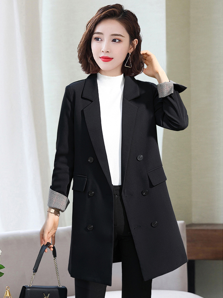 大码西装外套女中长款200斤胖显瘦2025新款春秋休闲宽松西服高级