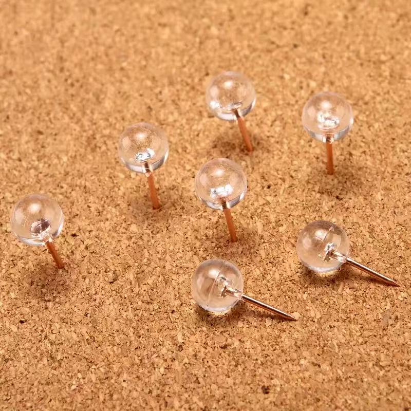 100枚/盒 圆球钉毛毡板图钉照片墙软木钉留言板按钉玫瑰金工字钉