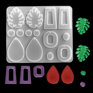 diy水晶滴膠模具耳環(huán)吊墜耳釘掛飾自制飾品整板硅膠模具