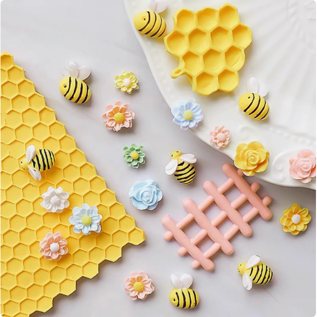 小蜜蜂玫瑰花装饰巧克力造型模具