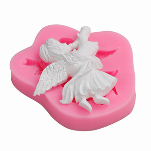 DIY天使女孩吹号角硅胶模具 翻糖蛋糕巧克力装饰烘培工具慕斯模具