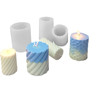 圆柱型香薰蜡烛硅胶模具DIY旋转螺旋手工皂石膏扩香石磨具