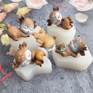 梅花鹿造型硅胶模具萌宠蛋糕巧克力3D立体小鹿食品级硅胶模具