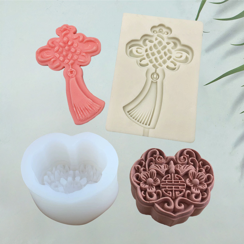 中国结如意锁硅胶模具DIY装饰摆件 翻糖巧克力模