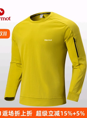 MARMOT土拨鼠长袖卫衣男圆领2025年春秋款舒适棉运动内搭打底衫