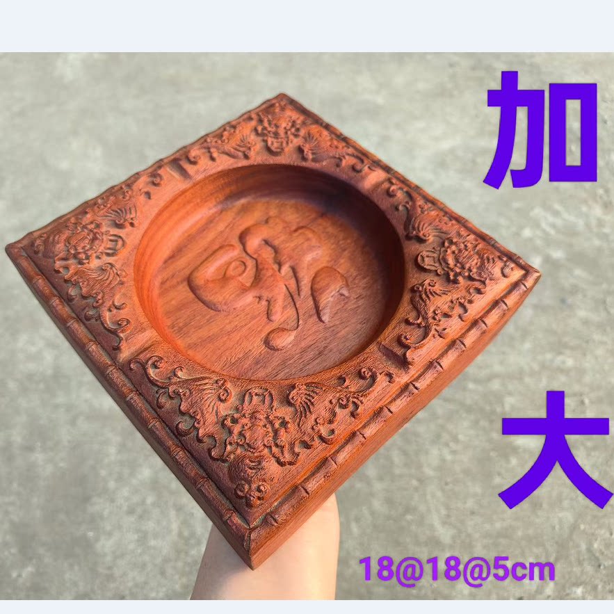 正宗缅甸花梨木烟灰缸 福到了大果紫檀烟缸木雕摆件 草花梨红木雕